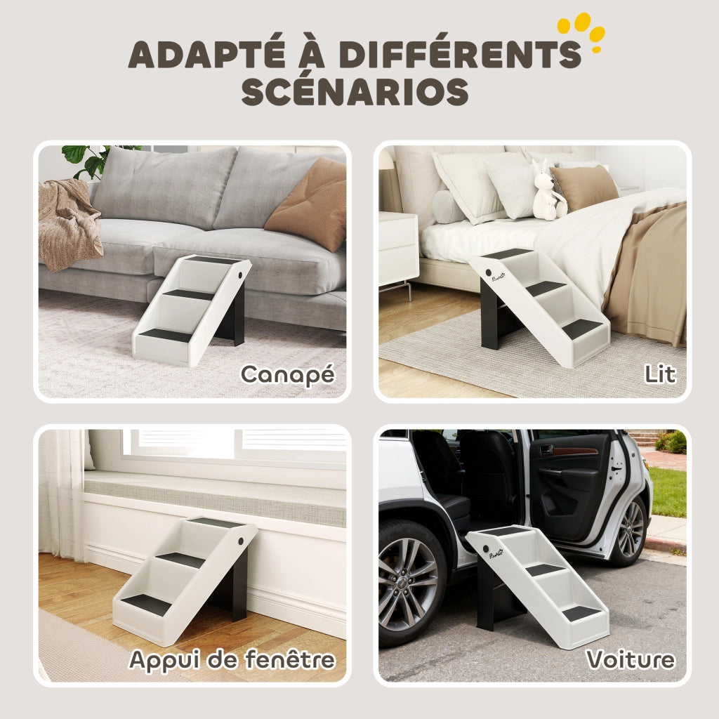 Scaletta per cani pieghevole a 3 gradini ¨C zephmum ¨C 53x30.5x36.5 crema