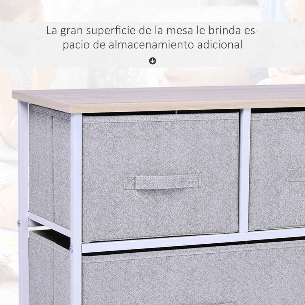 Cassettiera Tessuto 5 Cassetti ¨C Zephmum ¨C Grigio 100x30x54 cm