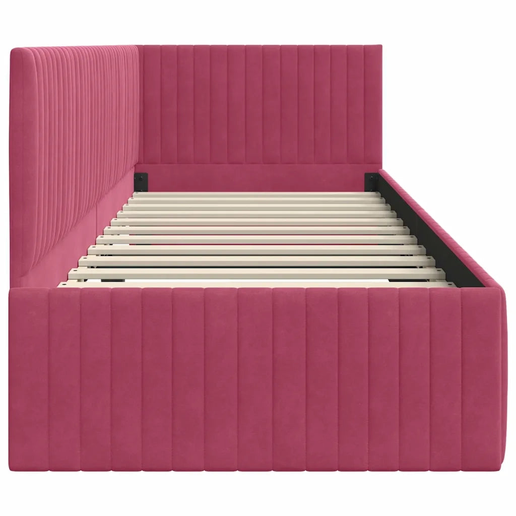 Cornice del letto ad angolo Rosso Vino 80 cm x 200 cm Velluto