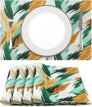 Set di assorbenti per tavolo da 4, Assorbenti per tavolo a tema foglie astratte, Lavabili e resistenti al calore, Assorbenti per tavolo per cucina e sala da pranzo, Decorazioni per vacanza (33 x 48 cm)