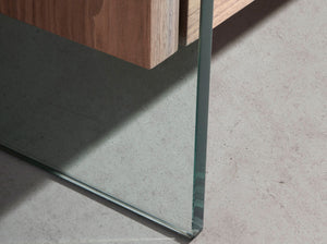 Porta TV in noce e vetro temperato