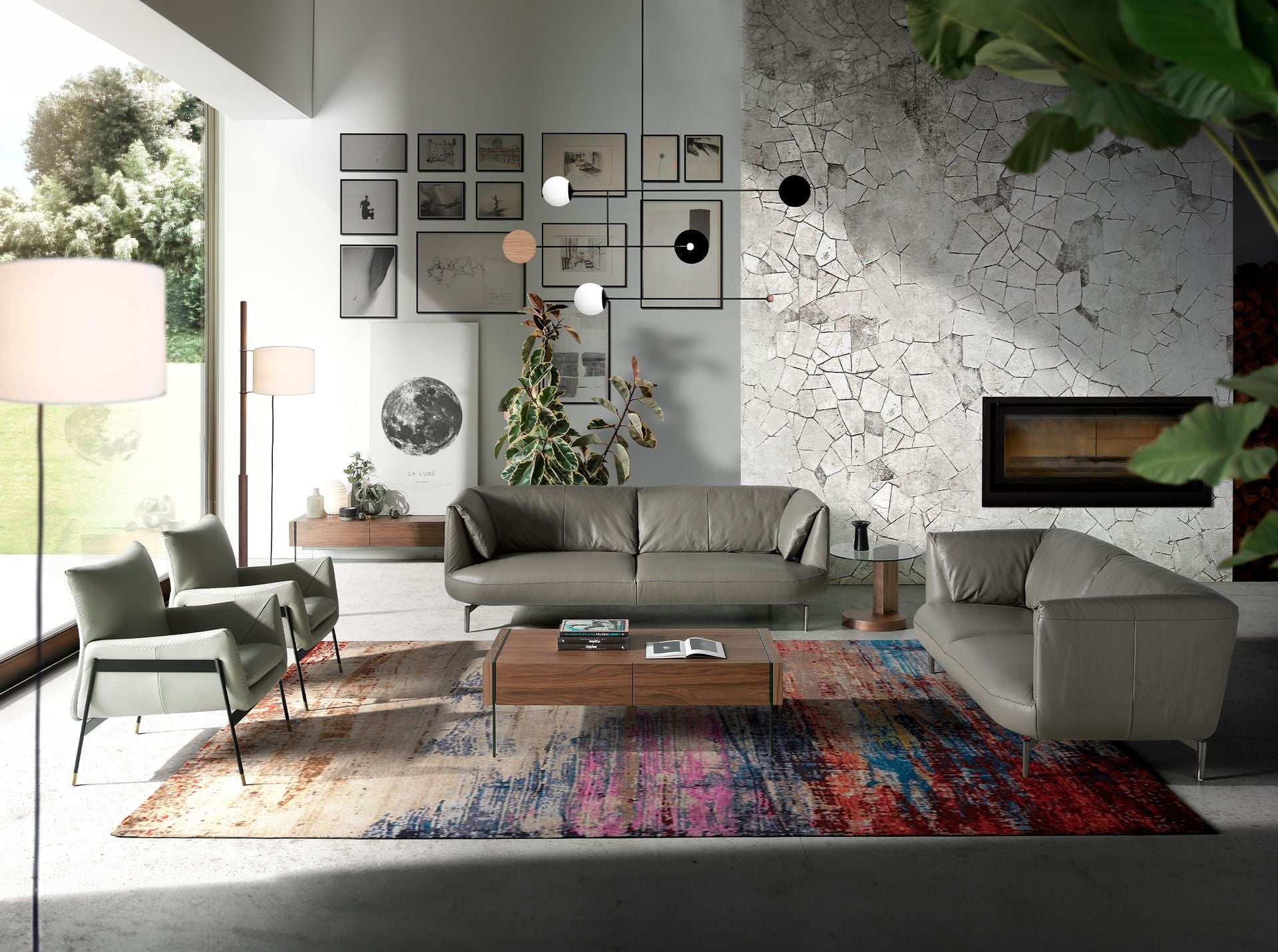 Porta TV in noce e vetro temperato