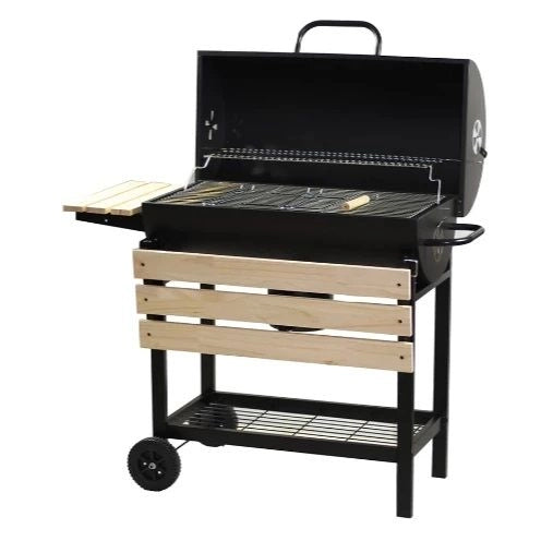 BARBECUE A CARBONE CON COPERCHIO GRIGLIA INOX 70X37 CM RIPIANI 108X72X101 GRINGO