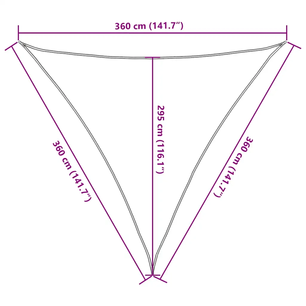 Vela Parasole 160 g/mÂ² Triangolare 3,6x3,6x3,6 m in HDPE