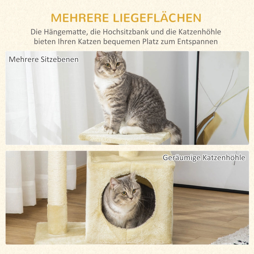 Albero per gatti con sisal e giocattolo ¨C zephmum ¨C beige 50x30x81.5 cm