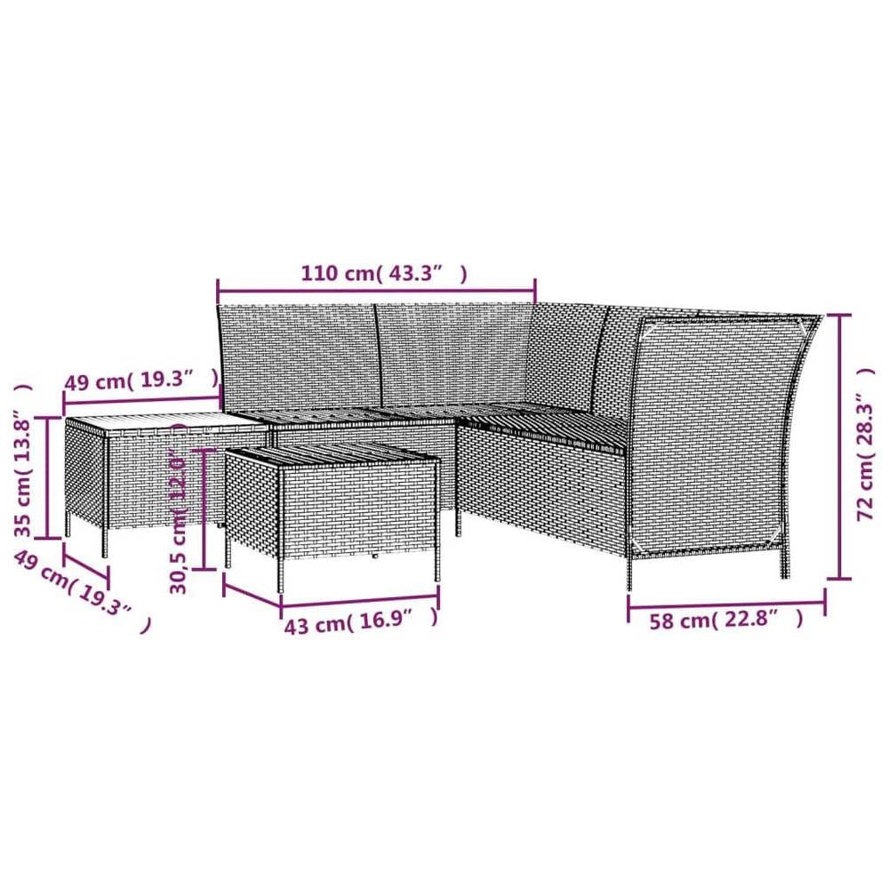 4-piece Garden Lounge Set With Cushions, Black Poly Rattan
