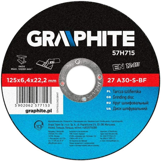 Topex 57h715 disco per rettifica care per metallo 125 x 6,4 22 ds