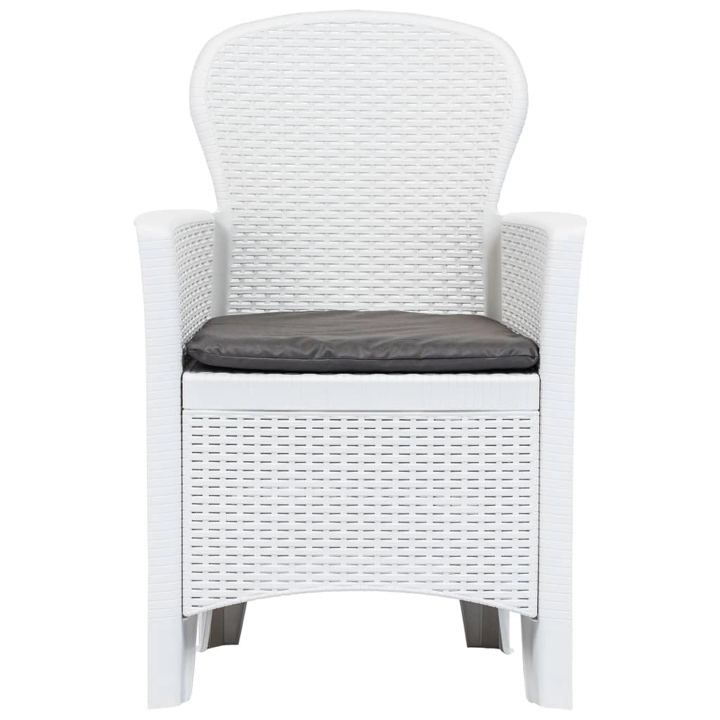 Set da pranzo da esterno 7 pezzi in plastica bianca effetto rattan 02_0014511