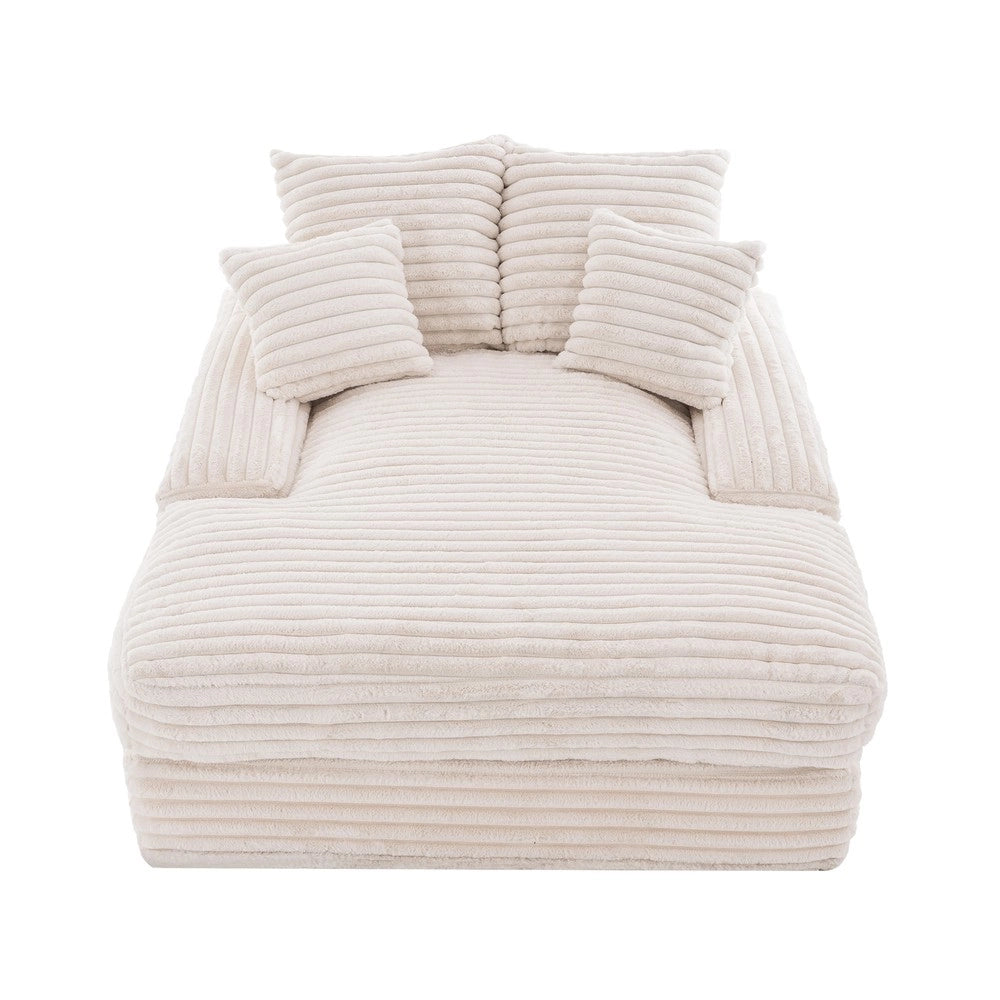 Divano Letto 4 Cuscini Beige ¨C Xylo ¨C Tessuto Cord, Multifunzionale