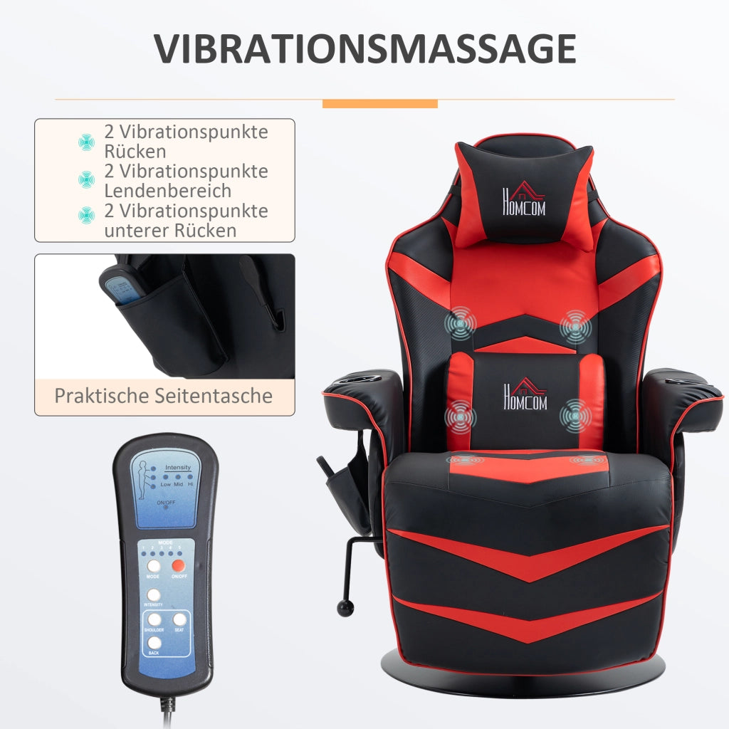 Poltrona Gaming Massaggiante Reclinabile ¨C Xylo ¨C Poggiapiedi Similpelle Rosso 120kg