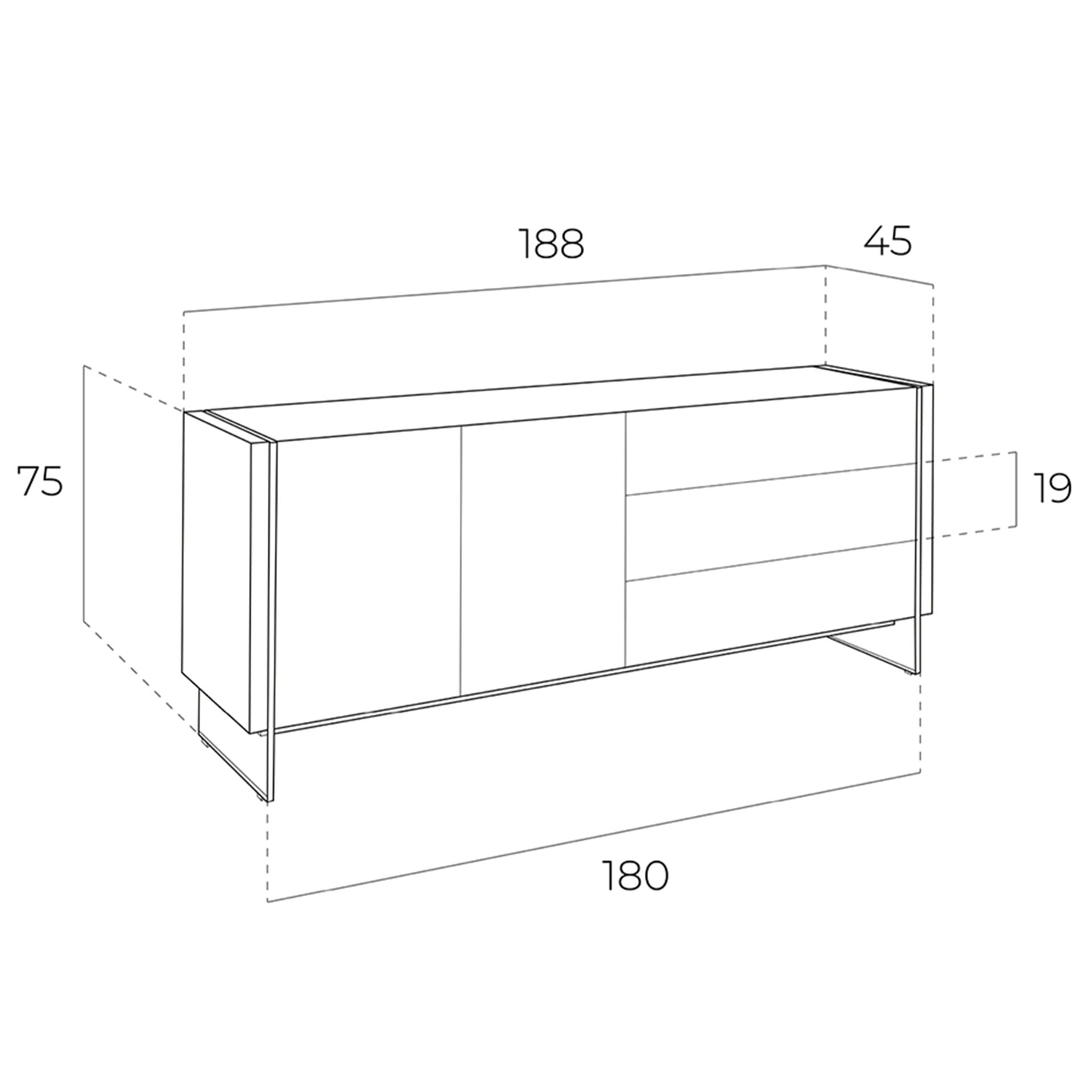 Credenza in noce e vetro temperato