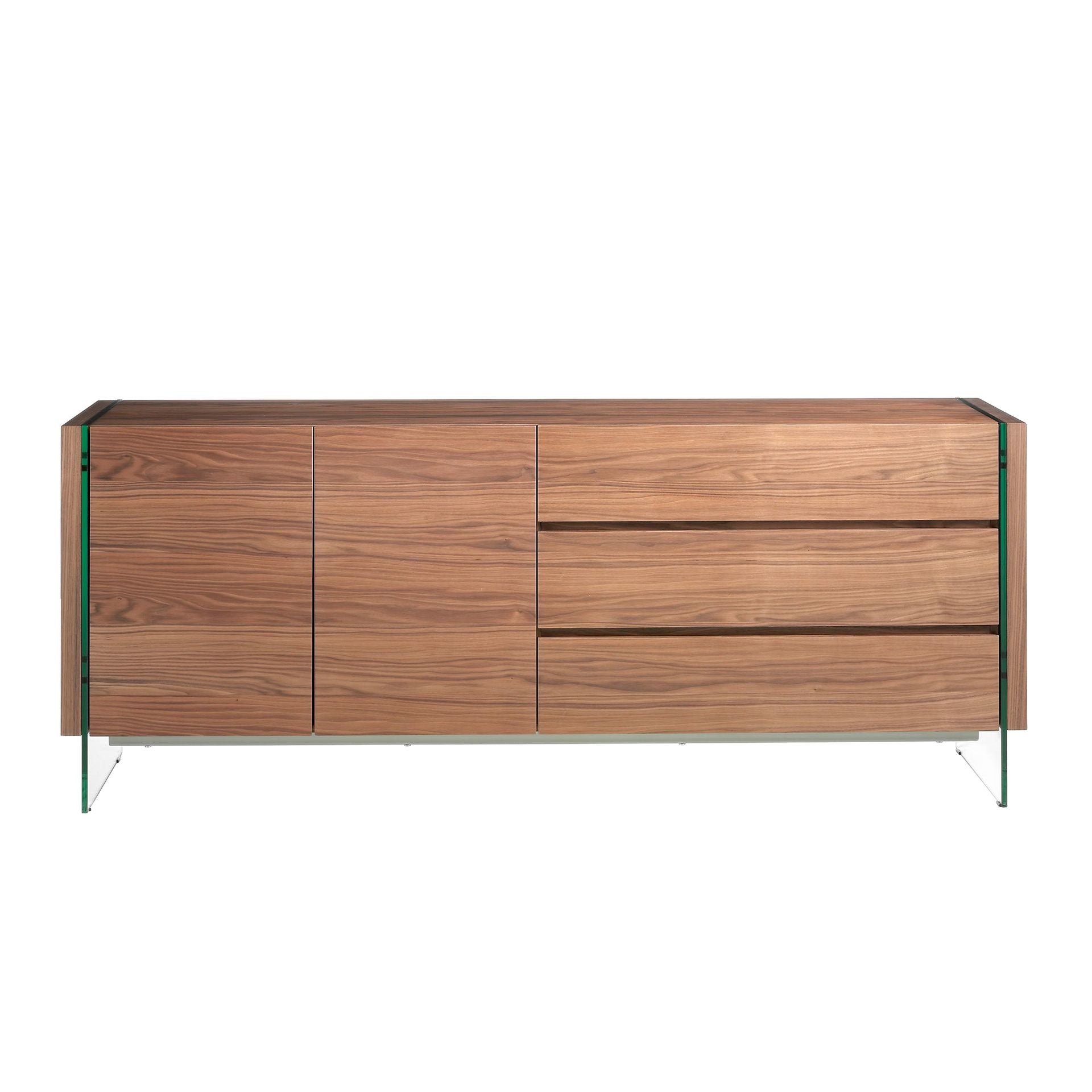 Credenza in noce e vetro temperato