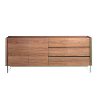 Credenza in noce e vetro temperato