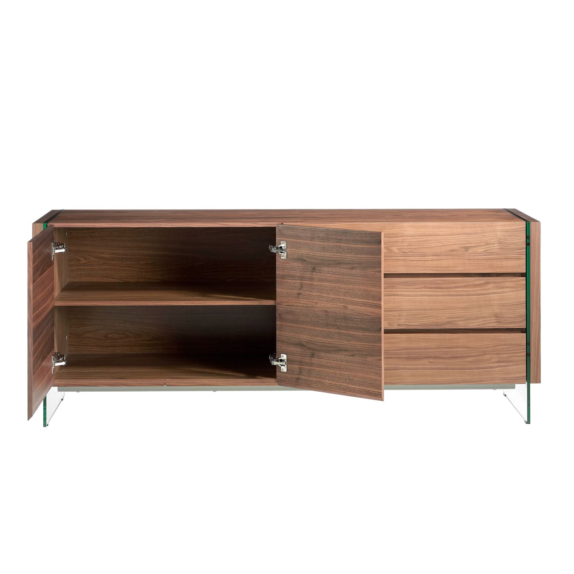 Credenza in noce e vetro temperato