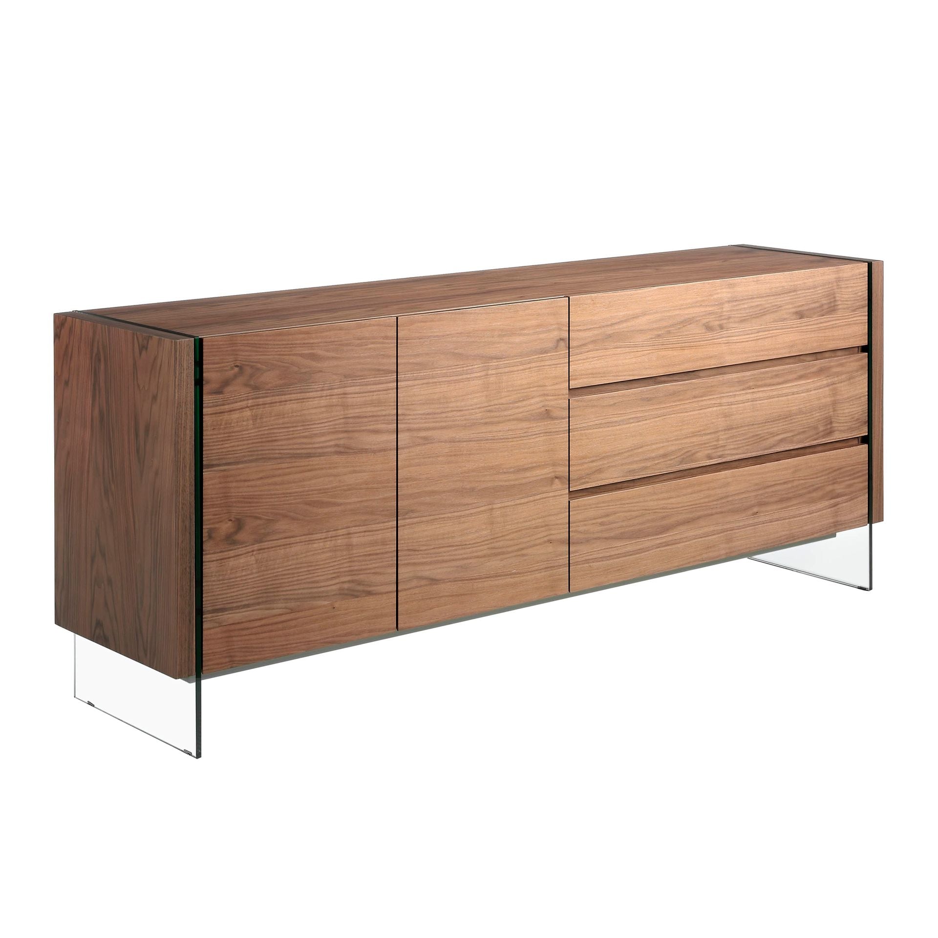 Credenza in noce e vetro temperato