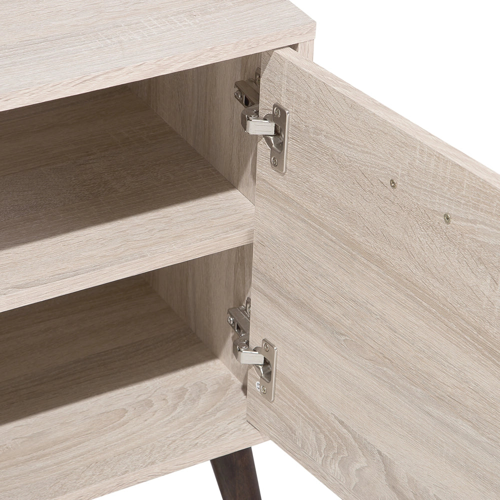 Mobile TV in legno chiaro con grigio per TV fino a 78ʺ con 2 ripiani