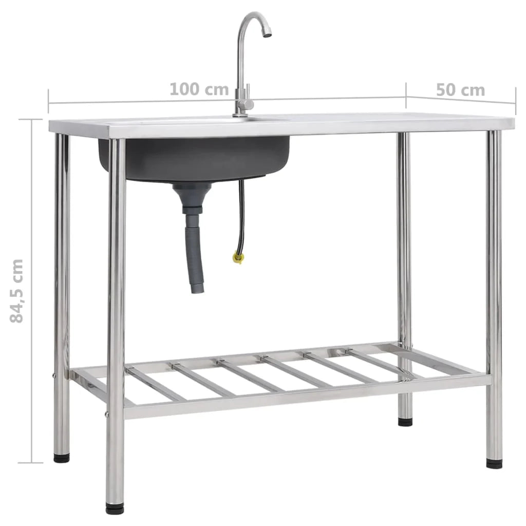 Lavello da campeggio lavabo singolo con rubinetto acciaio inox 02_0002439