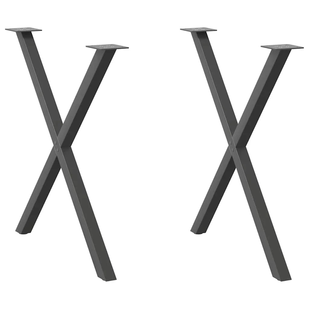 Set di 2 gambe per tavolo da pranzo a forma di X 70 x 72-73 cm finitura moderna stabile acciaio antracite 02_0057191