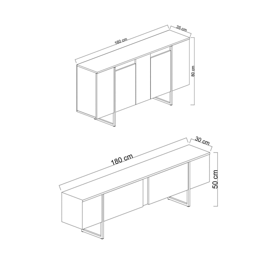 Pignano, set Mobili da Soggiorno Modulabile, Marrone Noce