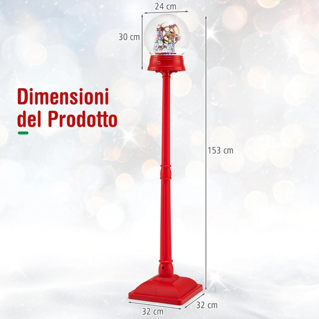 150 CM Lampione Natalizio Musicale, Lampada Festiva con Lanterna a Globo di Neve Attivata dal Suono, Albero di Natale, Babbo Natale, Soldato e Scatole Regalo (Modello 4)