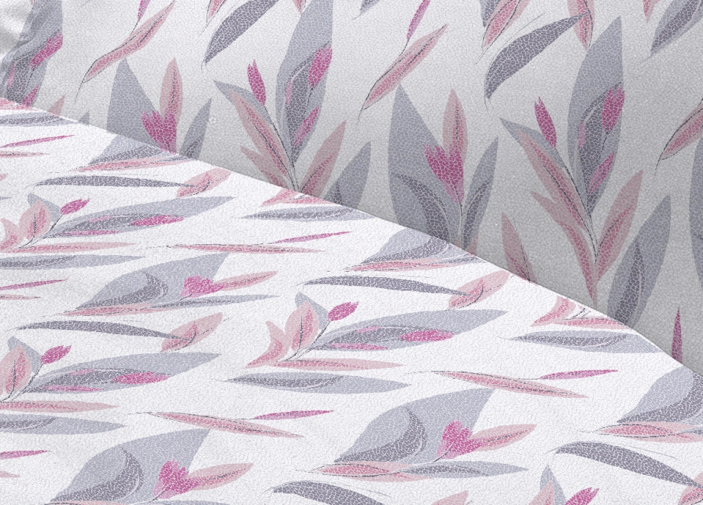 Completo Lenzuola Letto 100% Cotone Italy 3027 Disegno Tulipani - Piazza E Mezza - Rosa