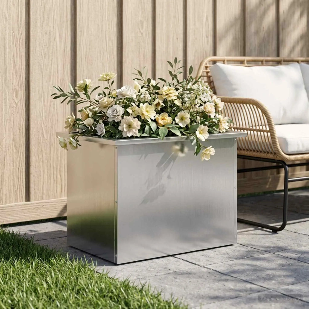 Fioriera da giardino con LED Argento 40 x 60 x 40 cm 8008150