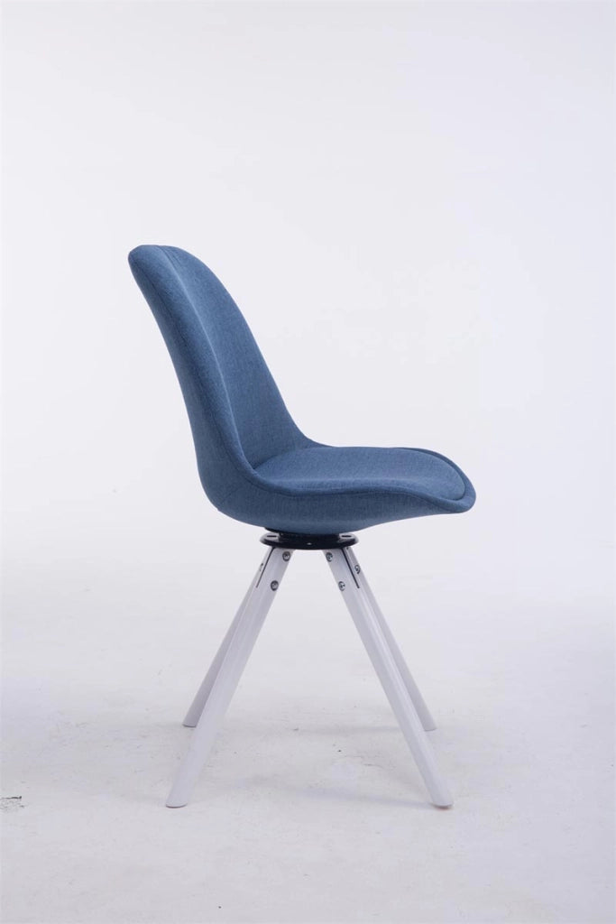 Sedia ospite Troyes Girevole Tessuto Rotondo blu,bianco