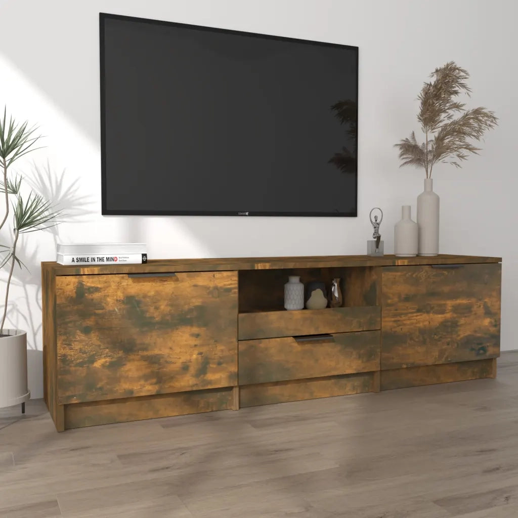 Mobile TV Rovere Fumo 140x35x40 cm in Legno Ingegnerizzato 817111