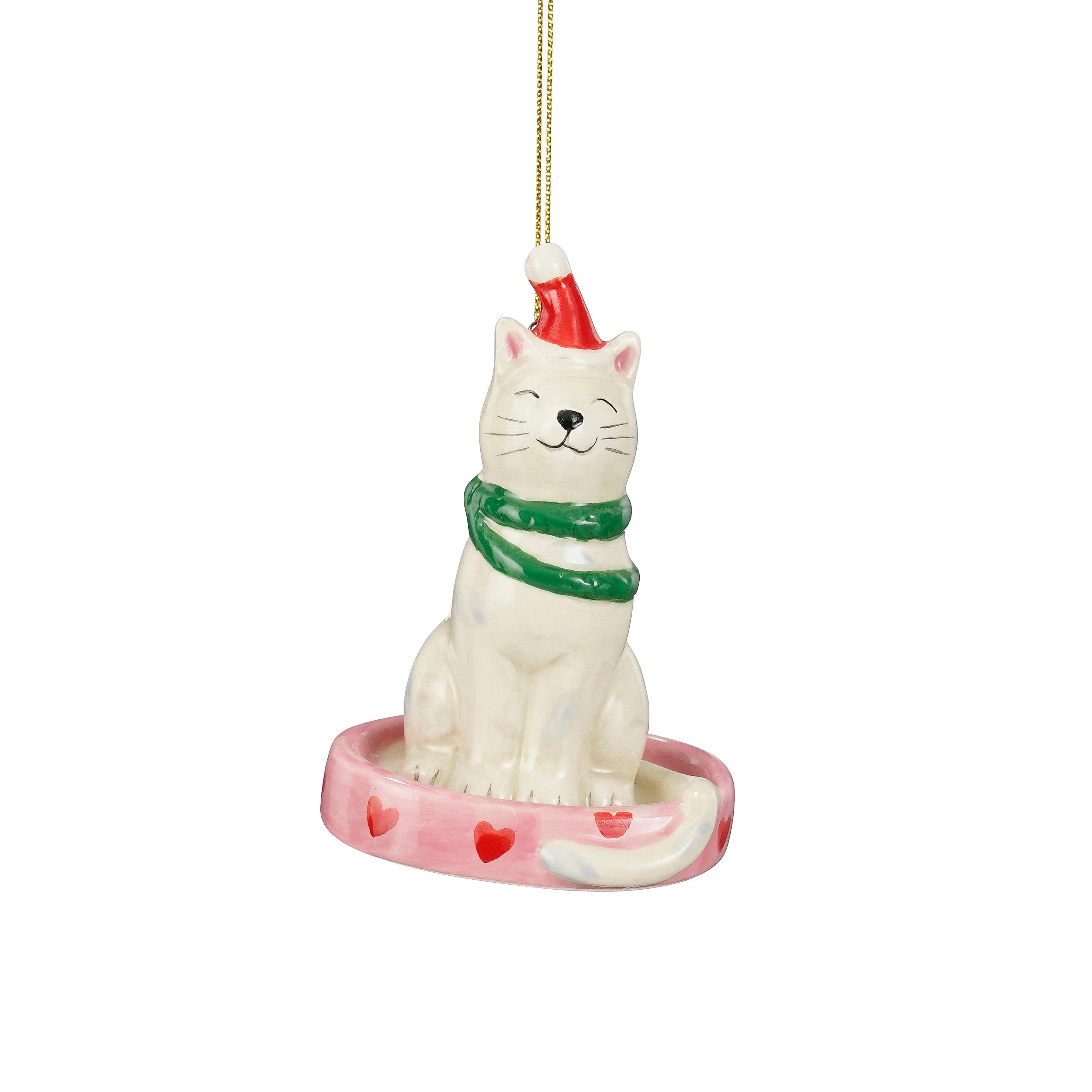 DECORAZIONE NATALIZIA GATTO BIANCO CON LETTINO 6,5X5X10CM EDELMAN