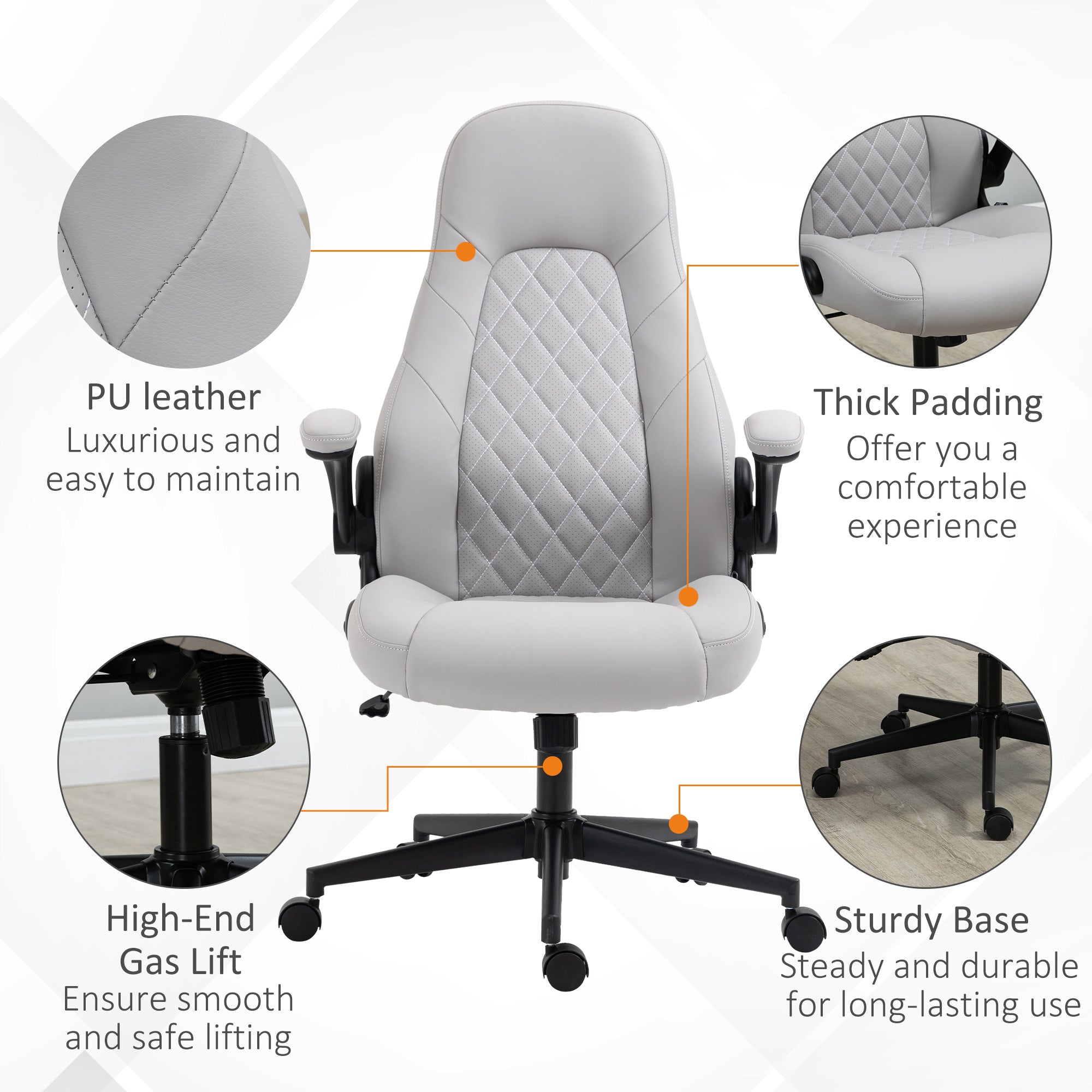 Sedia Direzionale da Ufficio 67x70x112-122 cm Altezza Regolabile Grigio