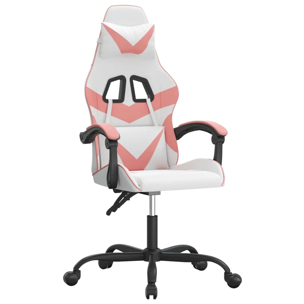 vidaXL Sedia da Gaming Bianco e Rosa in Similpelle