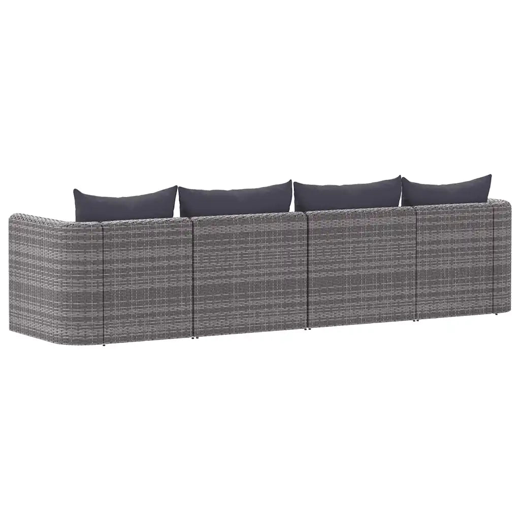 Set Divani da Giardino 4 pz con Cuscini Grigio in Polyrattan cod mxl 73947