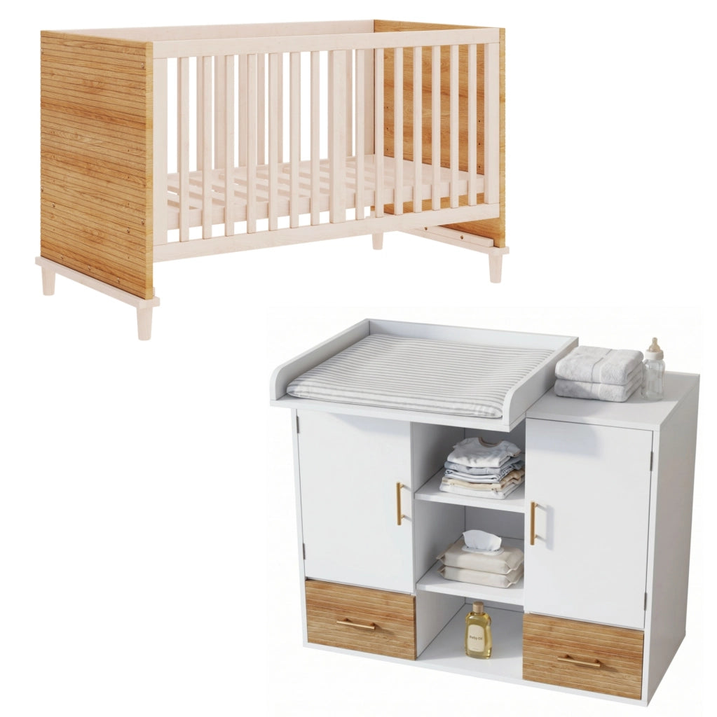 Set cameretta neonato con fasciatoio e lettino regolabile