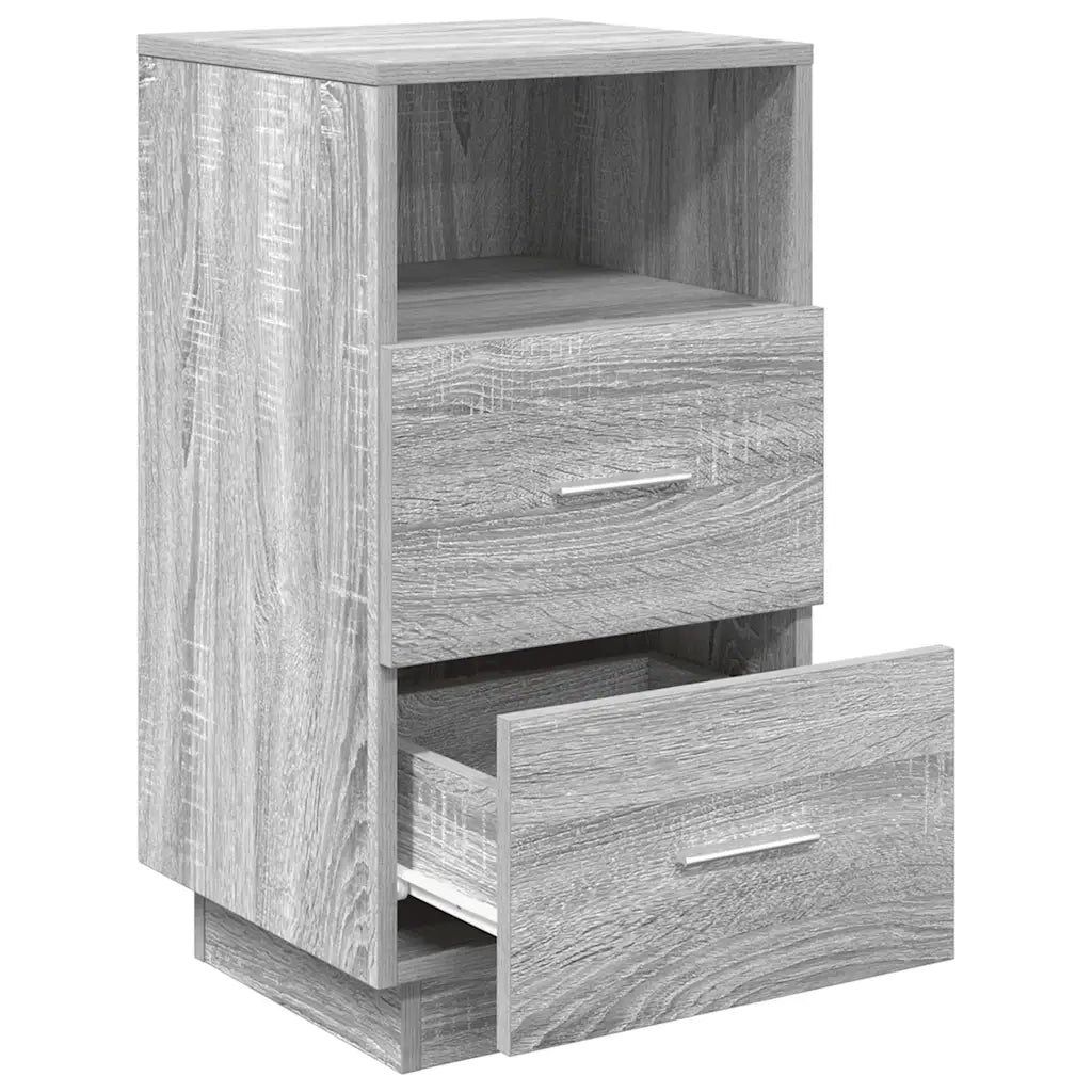 Comodino con 2 Cassetti-Tavolino da notte Grigio Sonoma 36x36x68 cm