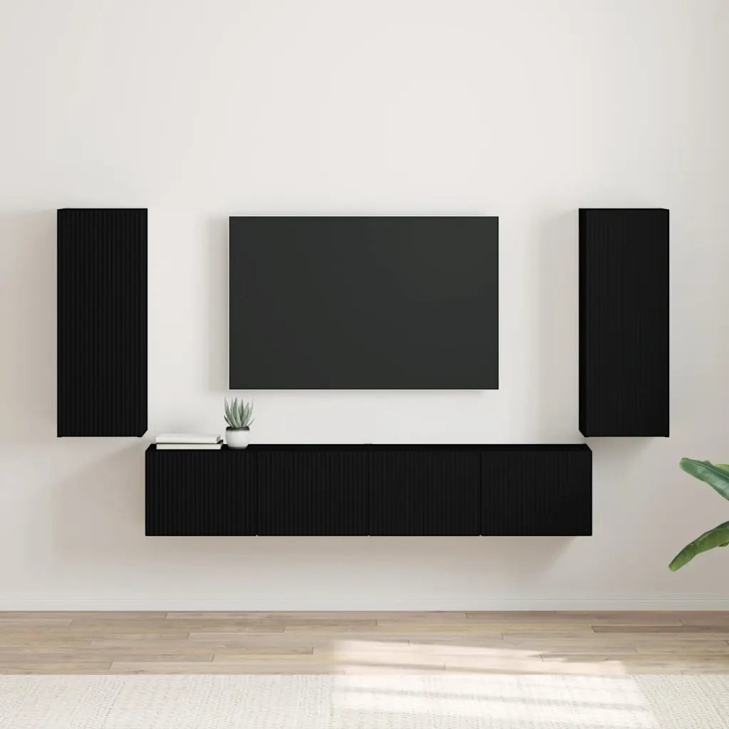 Mobile TV da parete 2 pz-Set di 2 Mobile TV a Muro-Credenza TV Nero 30 x 31 x 80 cm