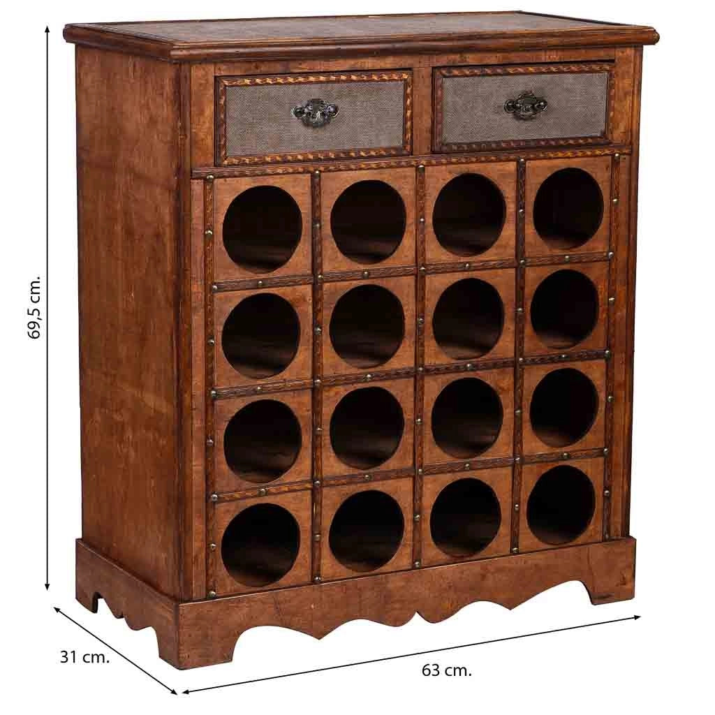 Baul porta bottiglie in legno marrone 63x31x69,5h cm