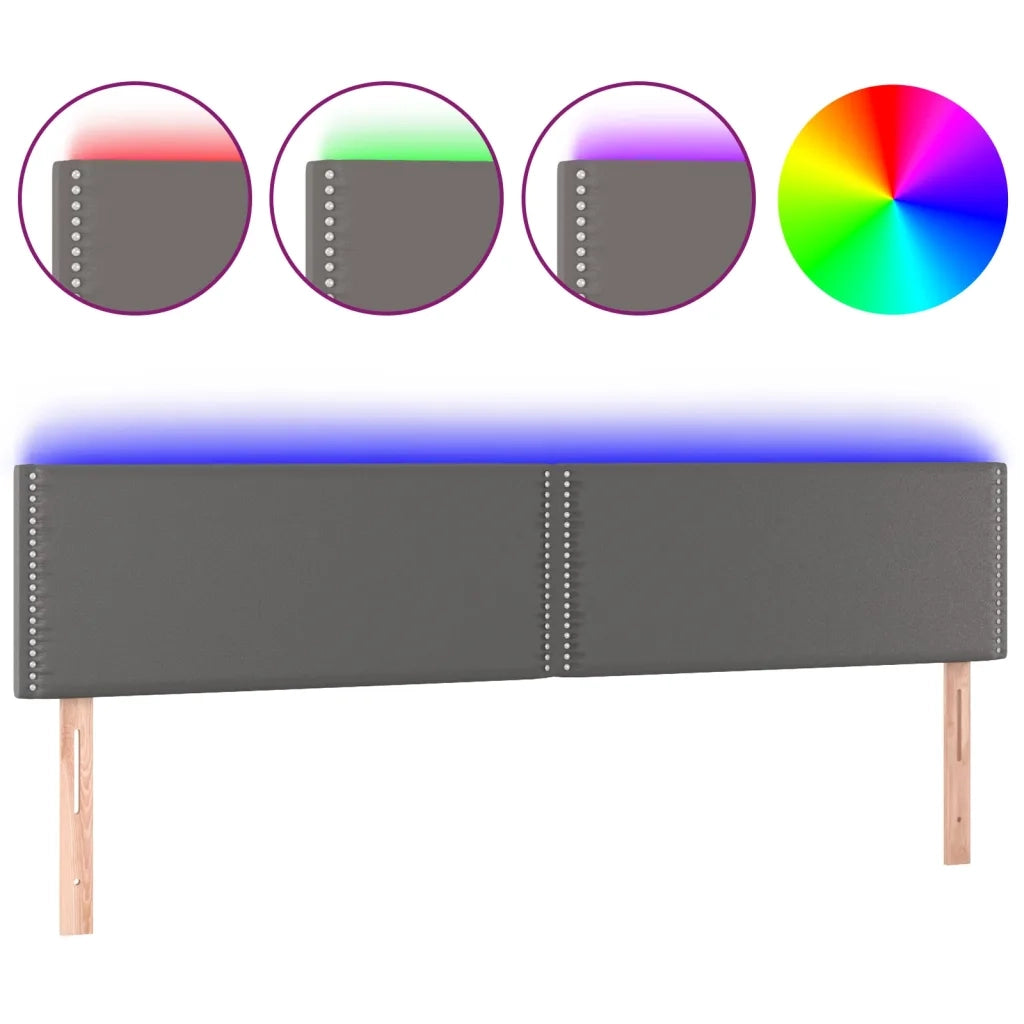 Testiera a LED Grigio 180x5x78/88 cm in Similpelle 3121578