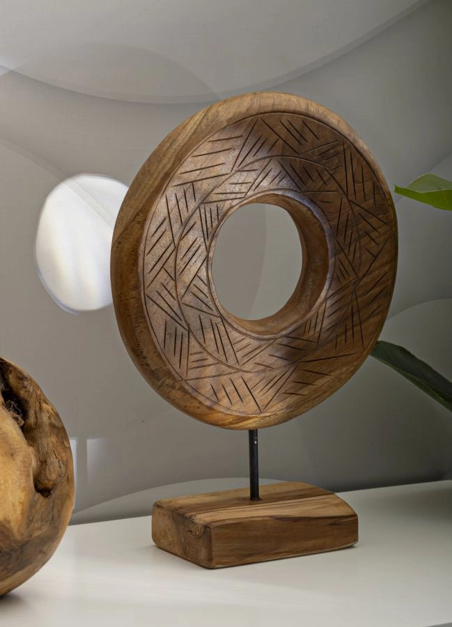 Scultura Dorat Cerchio 28x10x38 cm in Teak Riciclato