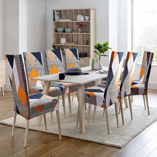 Hoes per Sedia da Cucina 6 Pezzi Hoes per Sedia da Cucina Rimovibili e Lavabili per Sedi da Cucina, Hotel, Ristoranti, Decorazioni per Matrimoni (6 pezzi, Geometria Arancione)