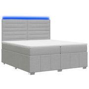 Letto Box Spring LED con Materasso Grigio Chiaro 200 x 200 cm 3455675