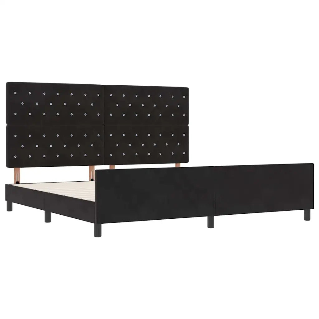Letto a molle con testiera Nero 200 x 200 cm Velluto 3344899