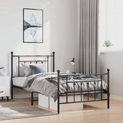 Giroletto con Testiera e Pediera Metallo Nero 100x190 cmcod mxl 129753