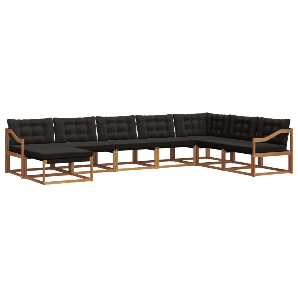 Set di divani da esterno con cuscino 8 pcs Naturale e Nero 3369755