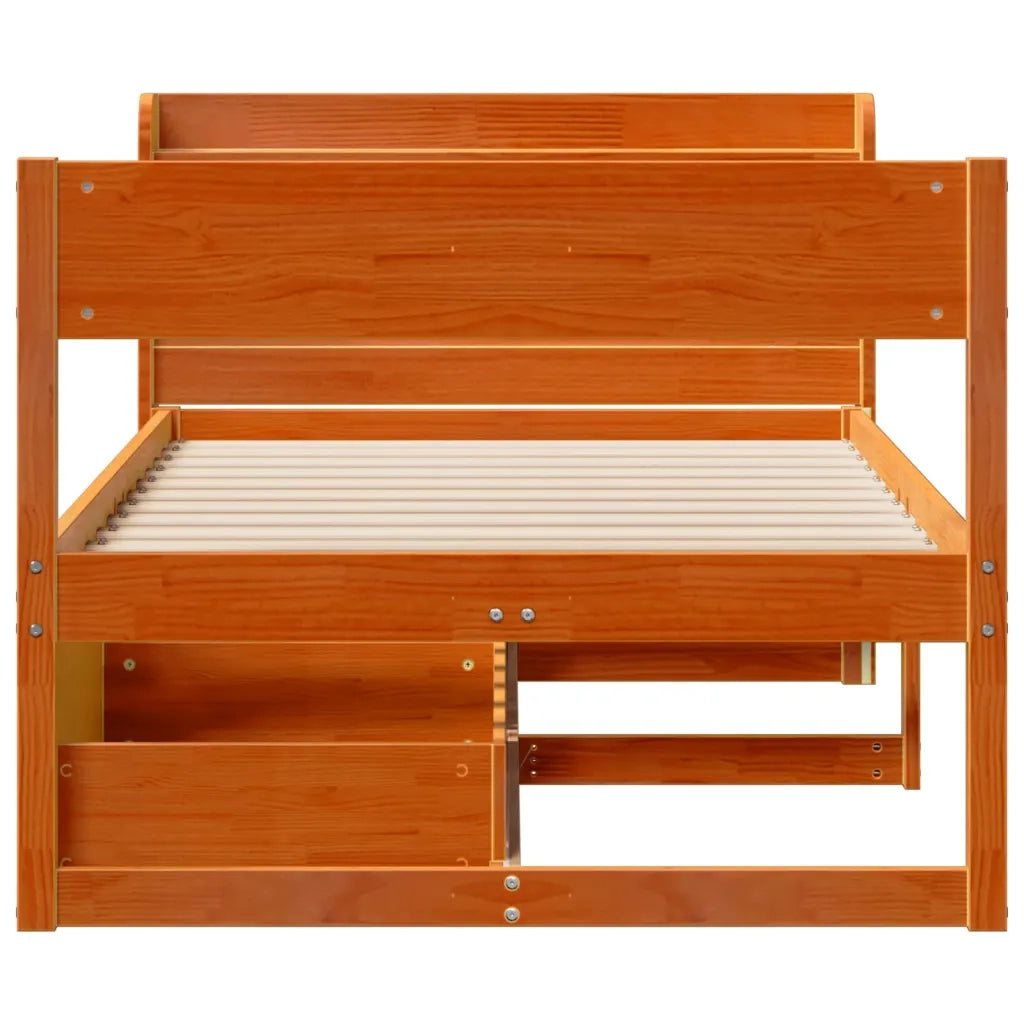 Letto senza Materasso Marrone Cera 100x200 cm in Legno di Pino 3307130