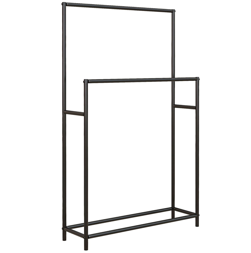 Portasciugamani 66x20x110 cm con 2 barre; stabile; in metallo nero