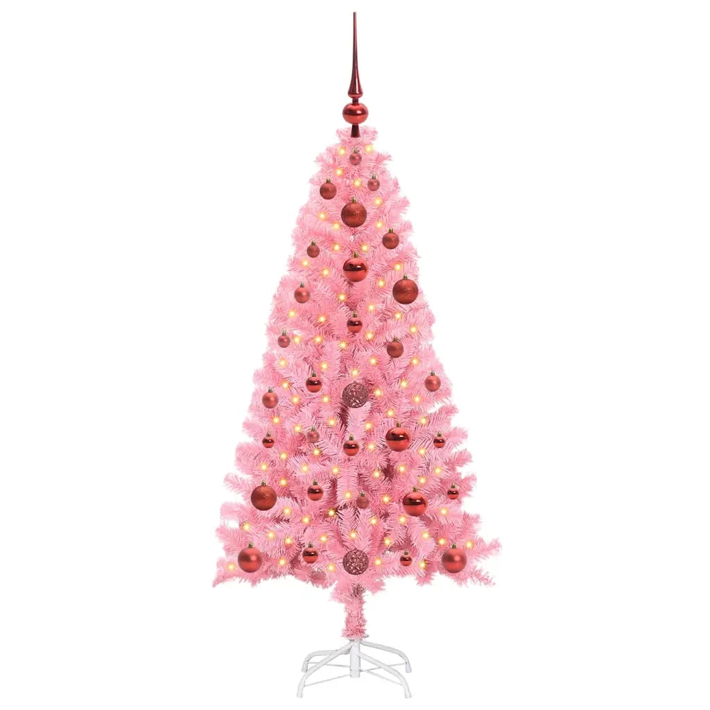 Albero di Natale con 150 LED con supporto-Luci decorative natalizie Rosa 120 cm PVC 914849