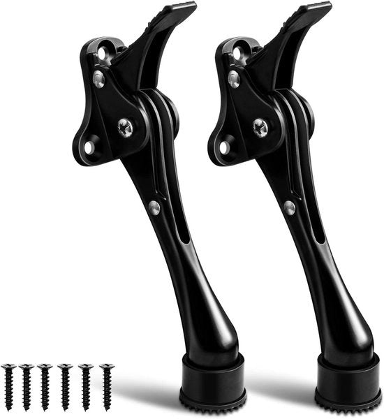 Due pezzi - Fermatricci - Fermatrici a pedale - Fermatrici pesanti per la parte inferiore della porta - gomma antiscivolo - Fermatrici pieghevoli - nero - 180 mm