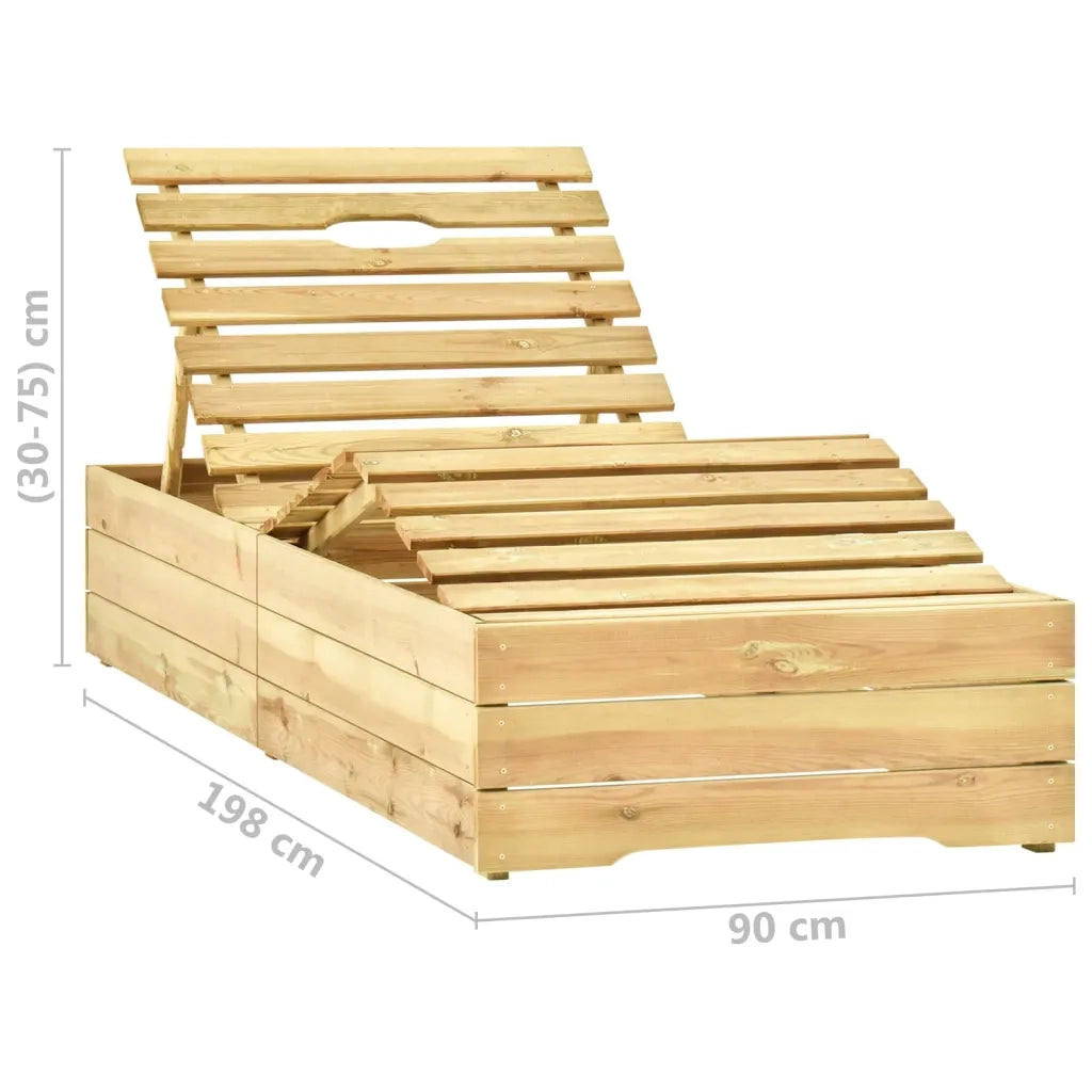 Lettino da Giardino con Tavolino Cuscino Legno Pino Impregnato cod mxl 65111