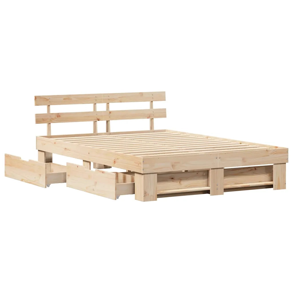 vidaXL Struttura del letto Marrone 150 x 200 cm Legno di pino massello