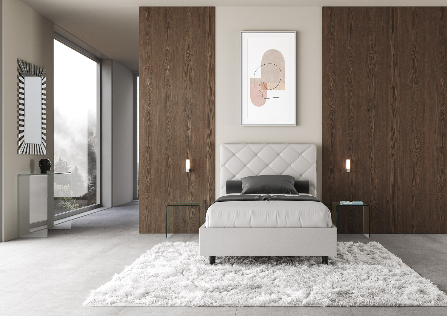 Letto Matrimoniale Francese 140x190 cm Senza Rete Priya Bianco